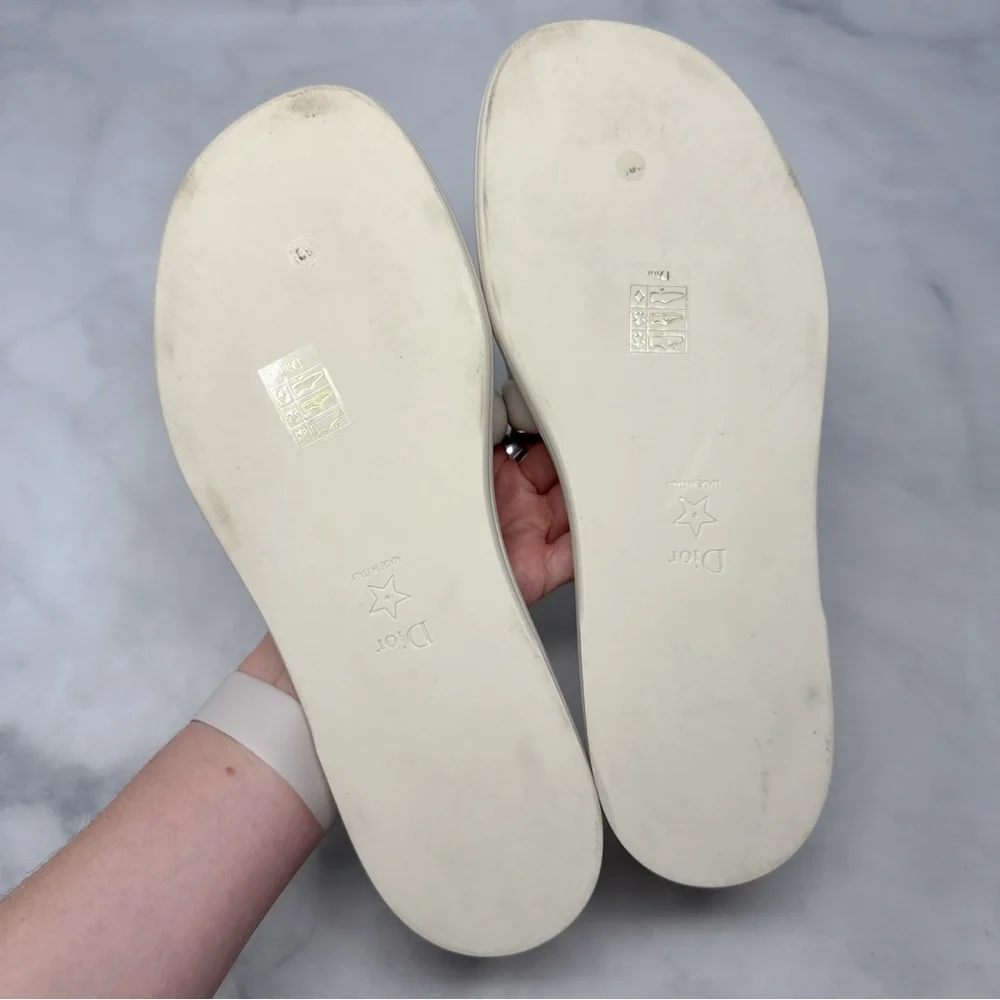 Christian Dior Every-D Logo Lambskin Leather Flat Slide Mule Sandal Shoes 39.5